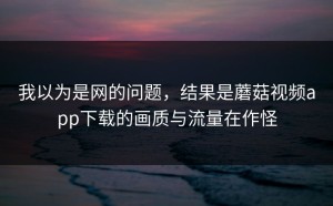 我以为是网的问题，结果是蘑菇视频app下载的画质与流量在作怪