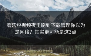 蘑菇短视频夜里刷到下载管理你以为是网络？其实更可能是这3点