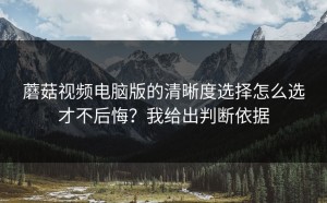 蘑菇视频电脑版的清晰度选择怎么选才不后悔？我给出判断依据