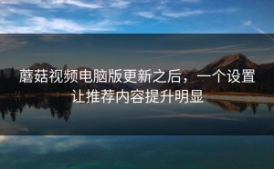 蘑菇视频电脑版更新之后，一个设置让推荐内容提升明显