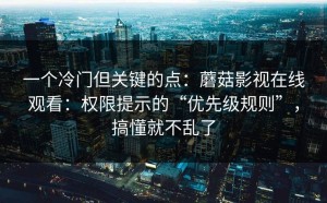 一个冷门但关键的点：蘑菇影视在线观看：权限提示的“优先级规则”，搞懂就不乱了