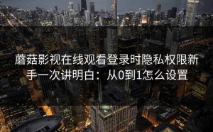 蘑菇影视在线观看登录时隐私权限新手一次讲明白：从0到1怎么设置