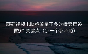 蘑菇视频电脑版流量不多时横竖屏设置9个关键点（少一个都不顺）