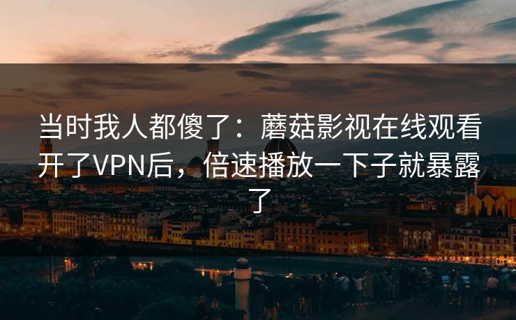 当时我人都傻了：蘑菇影视在线观看开了VPN后，倍速播放一下子就暴露了