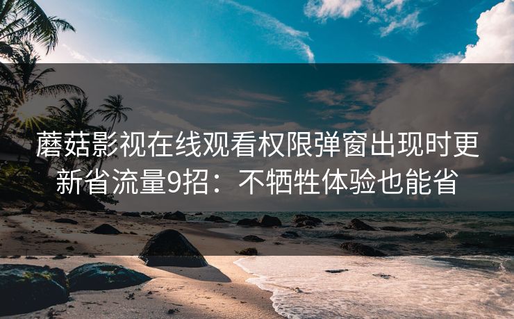 蘑菇影视在线观看权限弹窗出现时更新省流量9招：不牺牲体验也能省