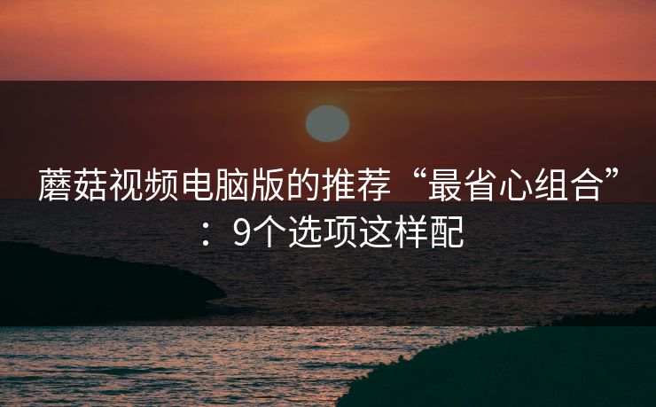蘑菇视频电脑版的推荐“最省心组合”：9个选项这样配