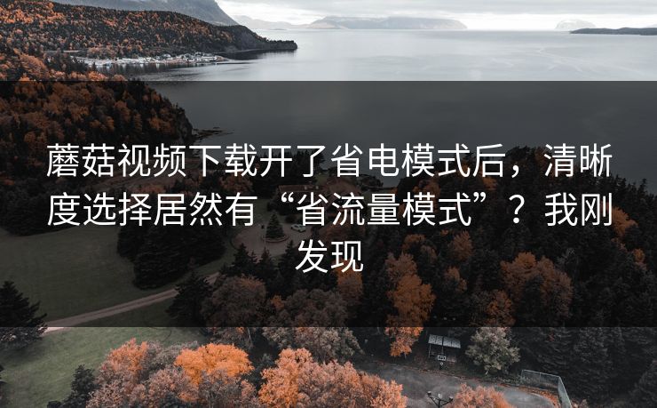 蘑菇视频下载开了省电模式后，清晰度选择居然有“省流量模式”？我刚发现