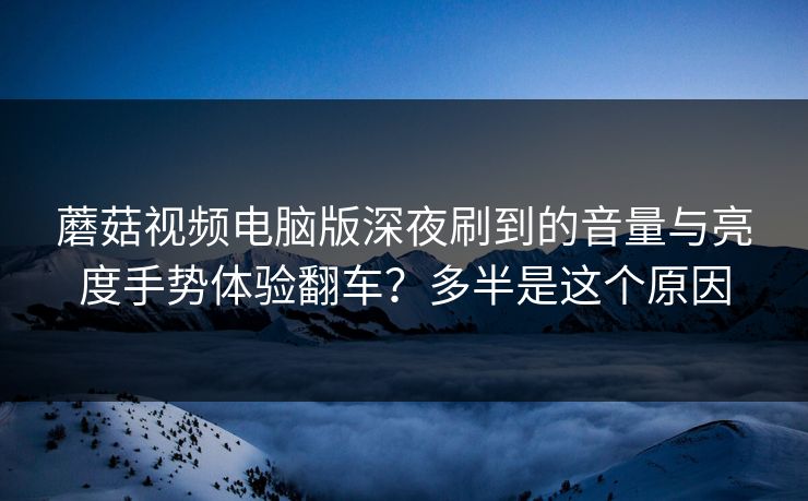 蘑菇视频电脑版深夜刷到的音量与亮度手势体验翻车？多半是这个原因