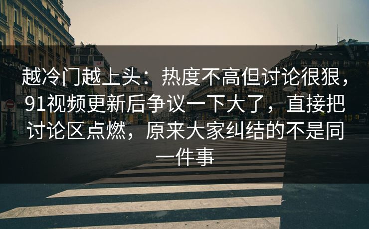 越冷门越上头：热度不高但讨论很狠，91视频更新后争议一下大了，直接把讨论区点燃，原来大家纠结的不是同一件事