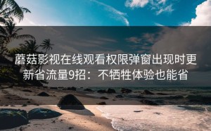 蘑菇影视在线观看权限弹窗出现时更新省流量9招：不牺牲体验也能省