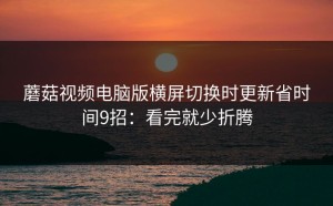 蘑菇视频电脑版横屏切换时更新省时间9招：看完就少折腾