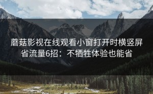 蘑菇影视在线观看小窗打开时横竖屏省流量6招：不牺牲体验也能省