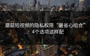 蘑菇短视频的隐私权限“最省心组合”：4个选项这样配
