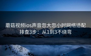 蘑菇视频ios声音忽大忽小时网络适配排查3步：从1到3不绕弯