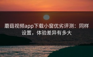 蘑菇视频app下载小窗优劣评测：同样设置，体验差异有多大