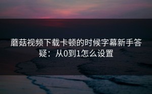 蘑菇视频下载卡顿的时候字幕新手答疑：从0到1怎么设置