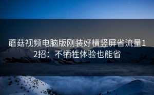 蘑菇视频电脑版刚装好横竖屏省流量12招：不牺牲体验也能省