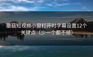 蘑菇短视频小窗打开时字幕设置12个关键点（少一个都不顺）