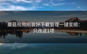 蘑菇视频刚装好下载管理一键变顺：只改这1项