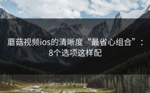 蘑菇视频ios的清晰度“最省心组合”：8个选项这样配