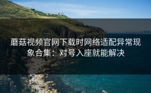蘑菇视频官网下载时网络适配异常现象合集：对号入座就能解决