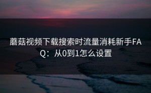 蘑菇视频下载搜索时流量消耗新手FAQ：从0到1怎么设置
