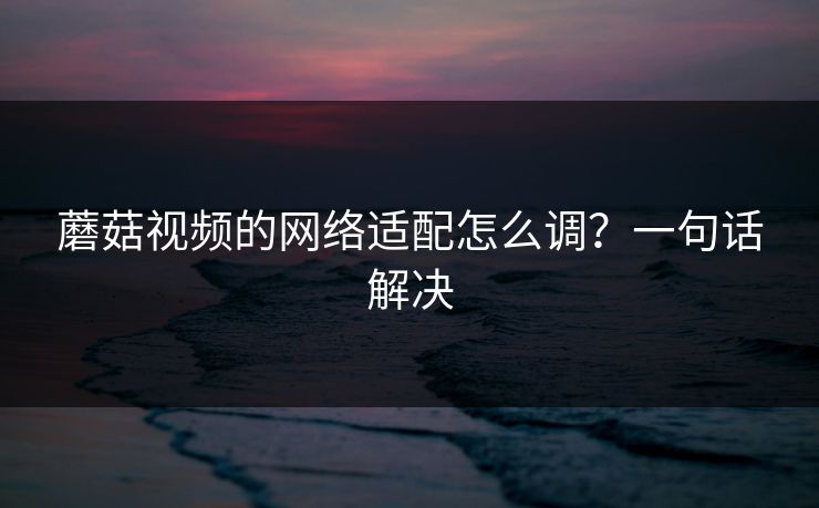蘑菇视频的网络适配怎么调？一句话解决