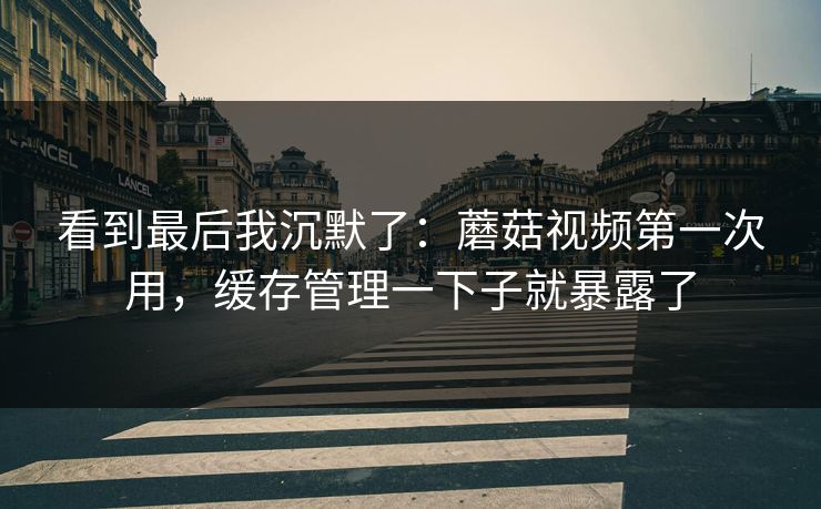 看到最后我沉默了：蘑菇视频第一次用，缓存管理一下子就暴露了