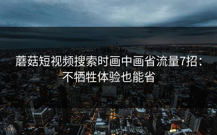 蘑菇短视频搜索时画中画省流量7招:不牺牲体验也能省 蘑菇短视频搜索时画中画省流量7招:不牺牲体验也能省