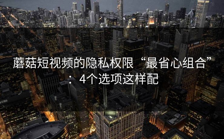 蘑菇短视频的隐私权限“最省心组合”：4个选项这样配